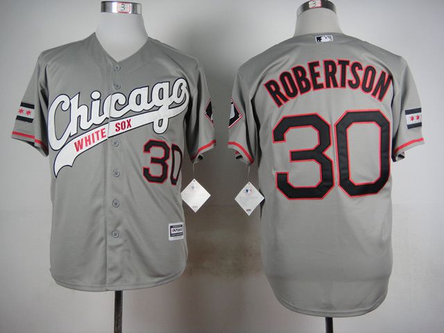 Men Chicago White Sox 30 Robertson Grey MLB Jerseys